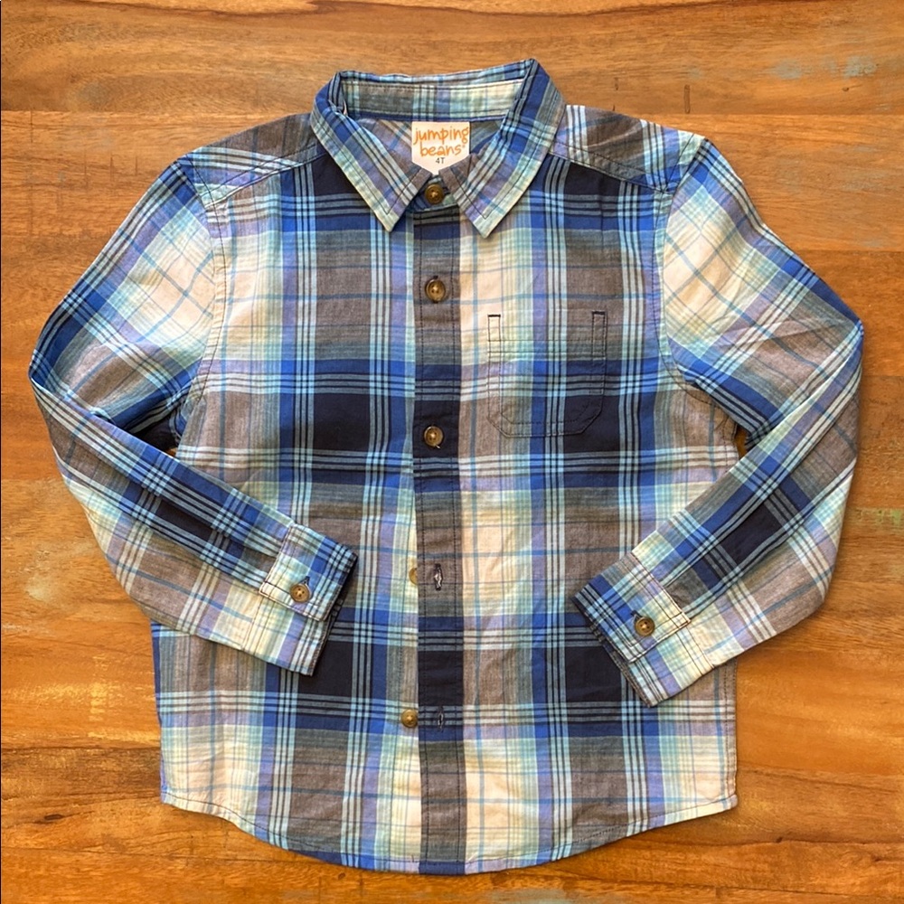 Jumping Beans Blue Plaid Kids Shirt